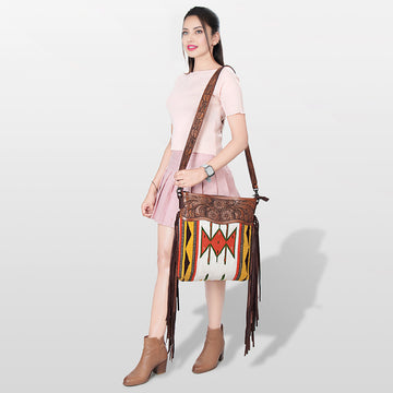 American Darling Signature Crossbody Hand Tooled Saddle Blanket Genuine Leather Women Bag Western Handbag Purse